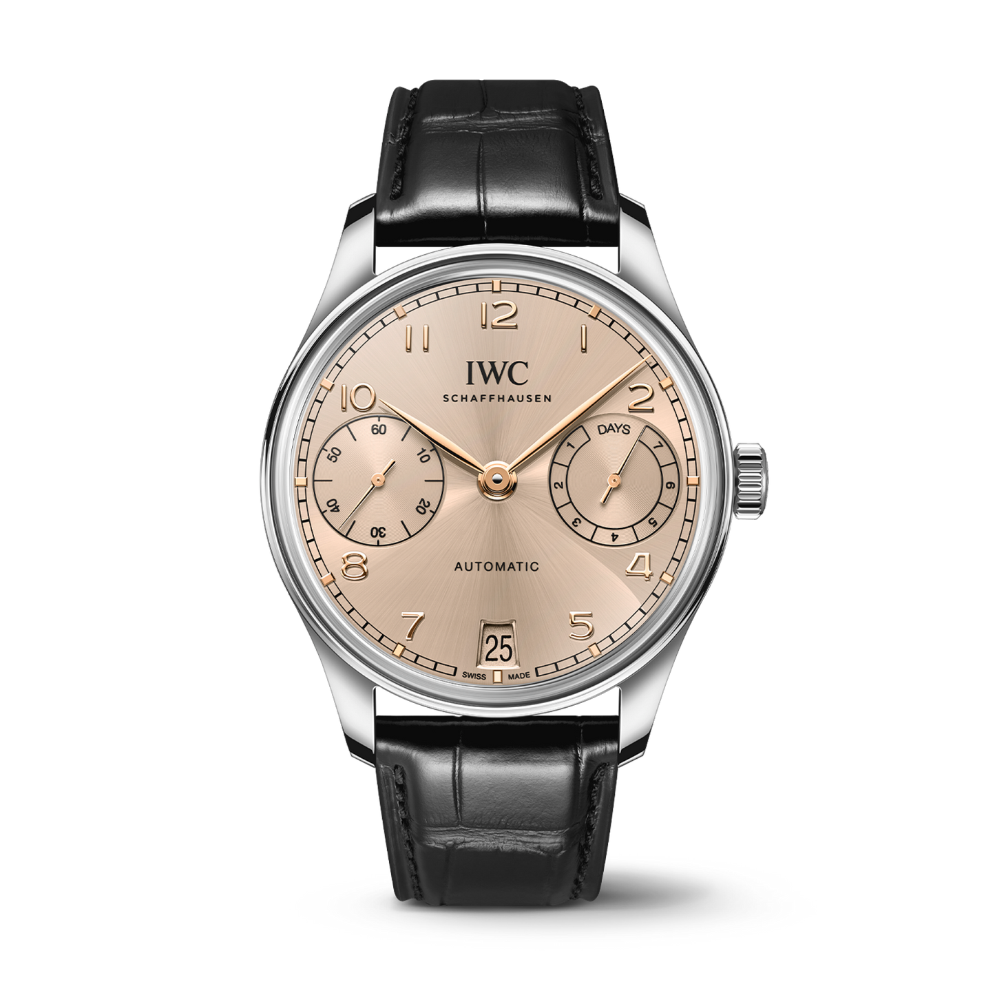 IWC Schaffhausen Portugieser Automatic 42 mm Sparkling Beige Dial Stainless Steel Alligator Leather Strap IW501705