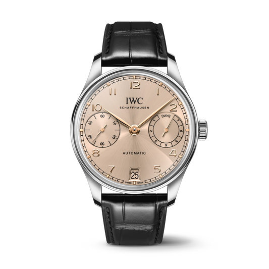 IWC Schaffhausen Portugieser Automatic 42 mm Sparkling Beige Dial Stainless Steel Alligator Leather Strap IW501705