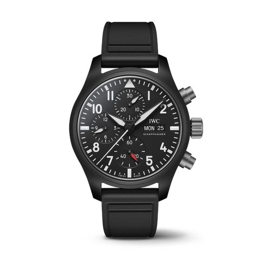 IWC Schaffhausen Pilot's Watch Chronograph 41 TOP GUN 41.9   mm Black Dial Ceramic  Black Rubber Strap IW389401